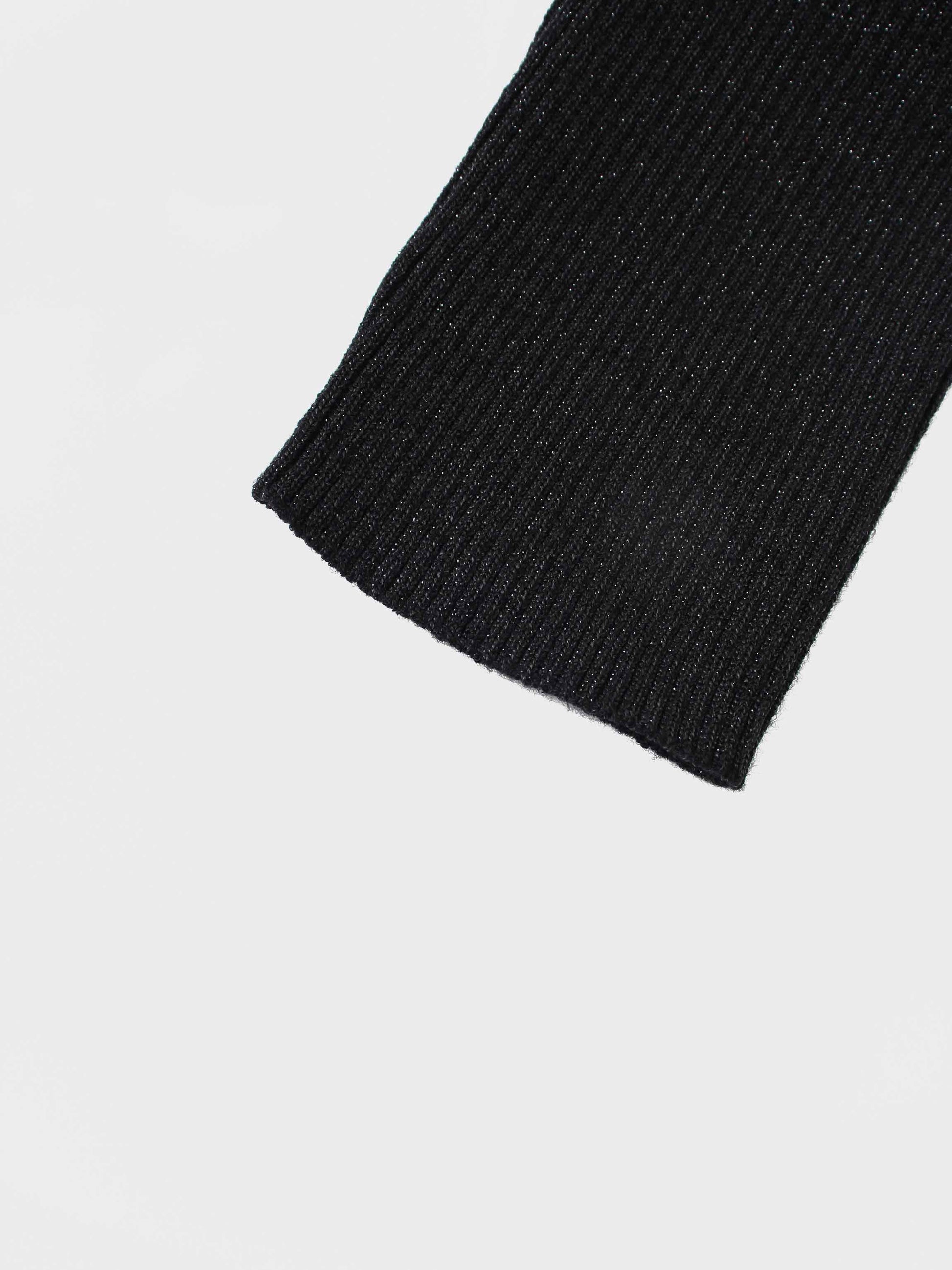 Lurex Ribbed Knit Turtleneck-Black-3