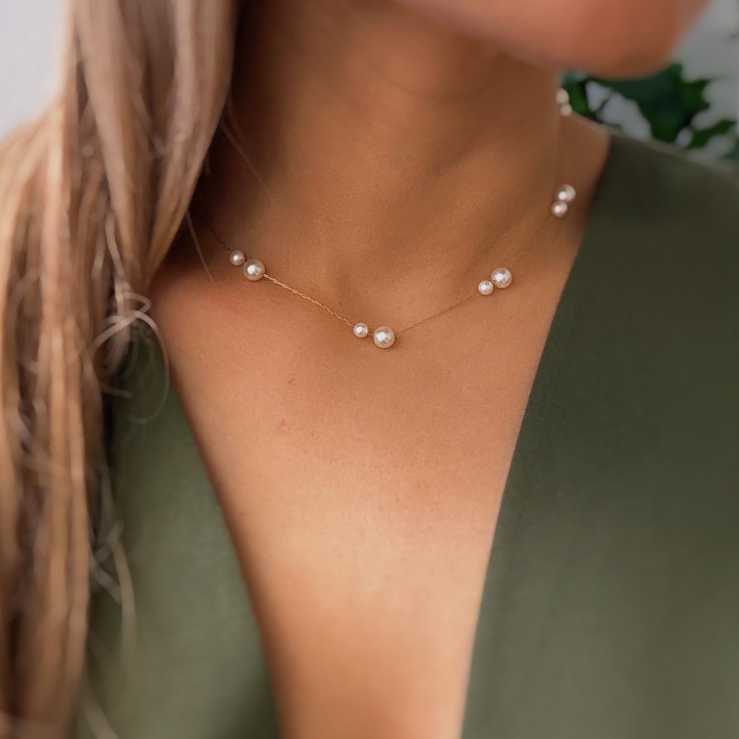 Lovely Lady Dainty Pearl Necklace-1