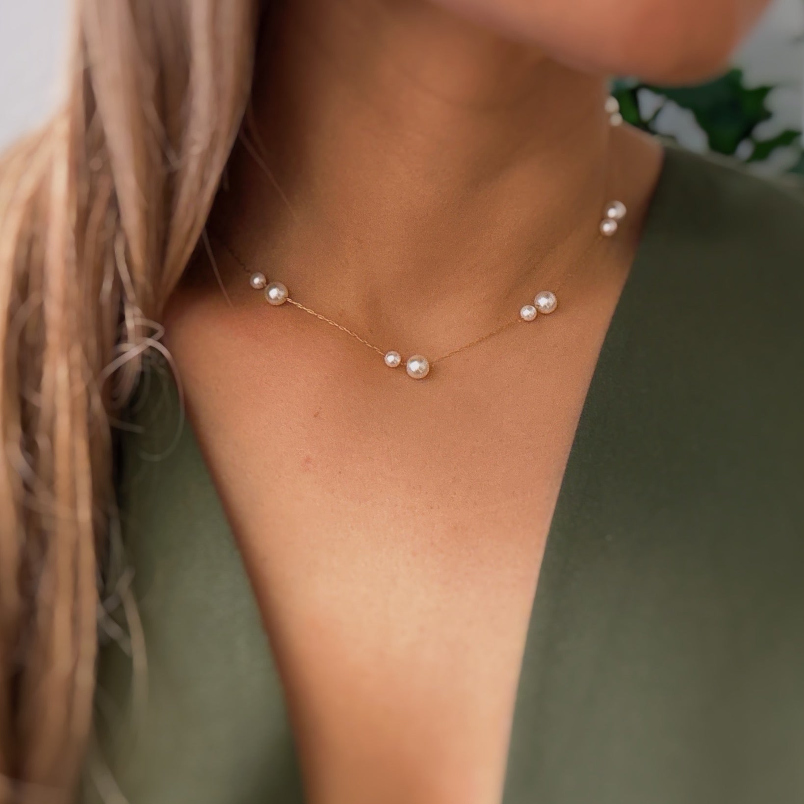 Lovely Lady Dainty Pearl Necklace-1