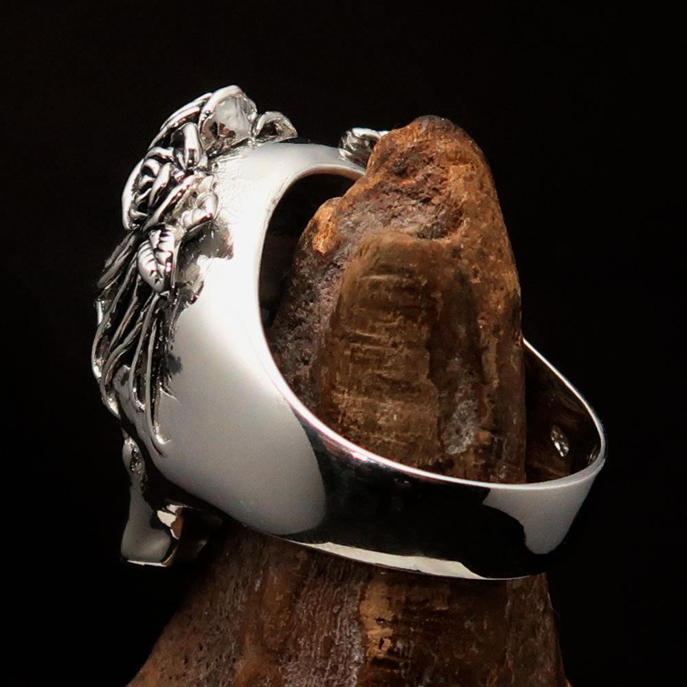 Excellent crafted Lady's Biker Granny Skull Ring - Sterling Silver 925-4