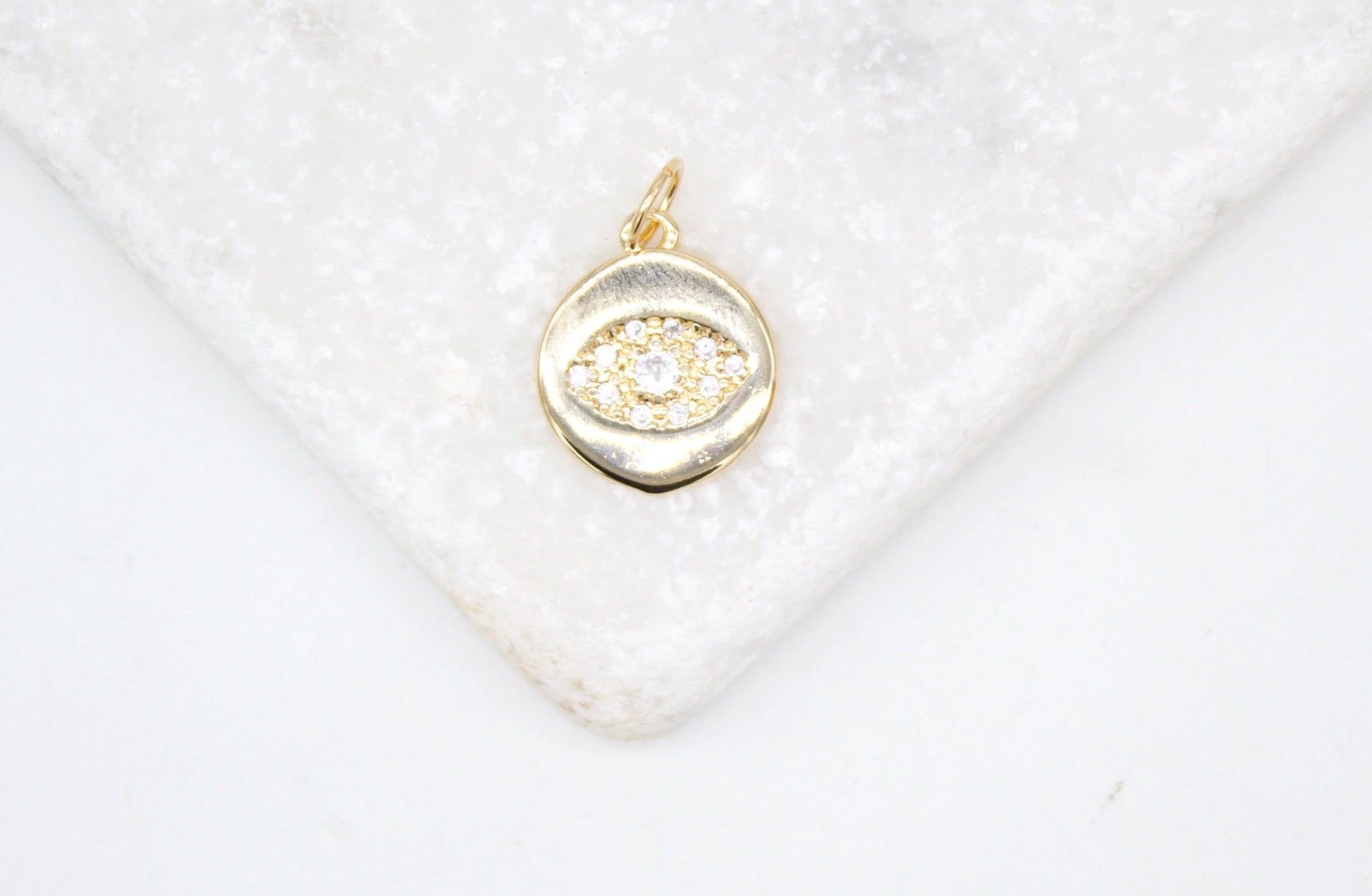 18K Gold Filled Round Evil Eye-0