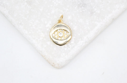 18K Gold Filled Round Evil Eye-0