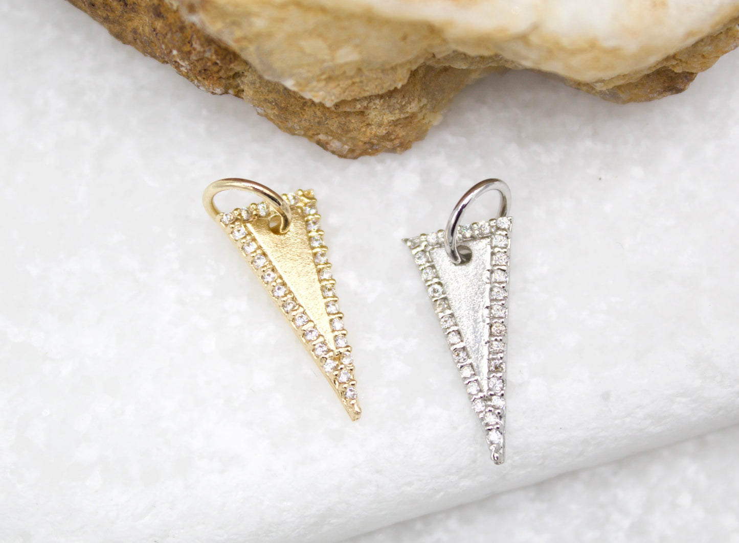 18K Gold Filled CZ Stones Triangle-0