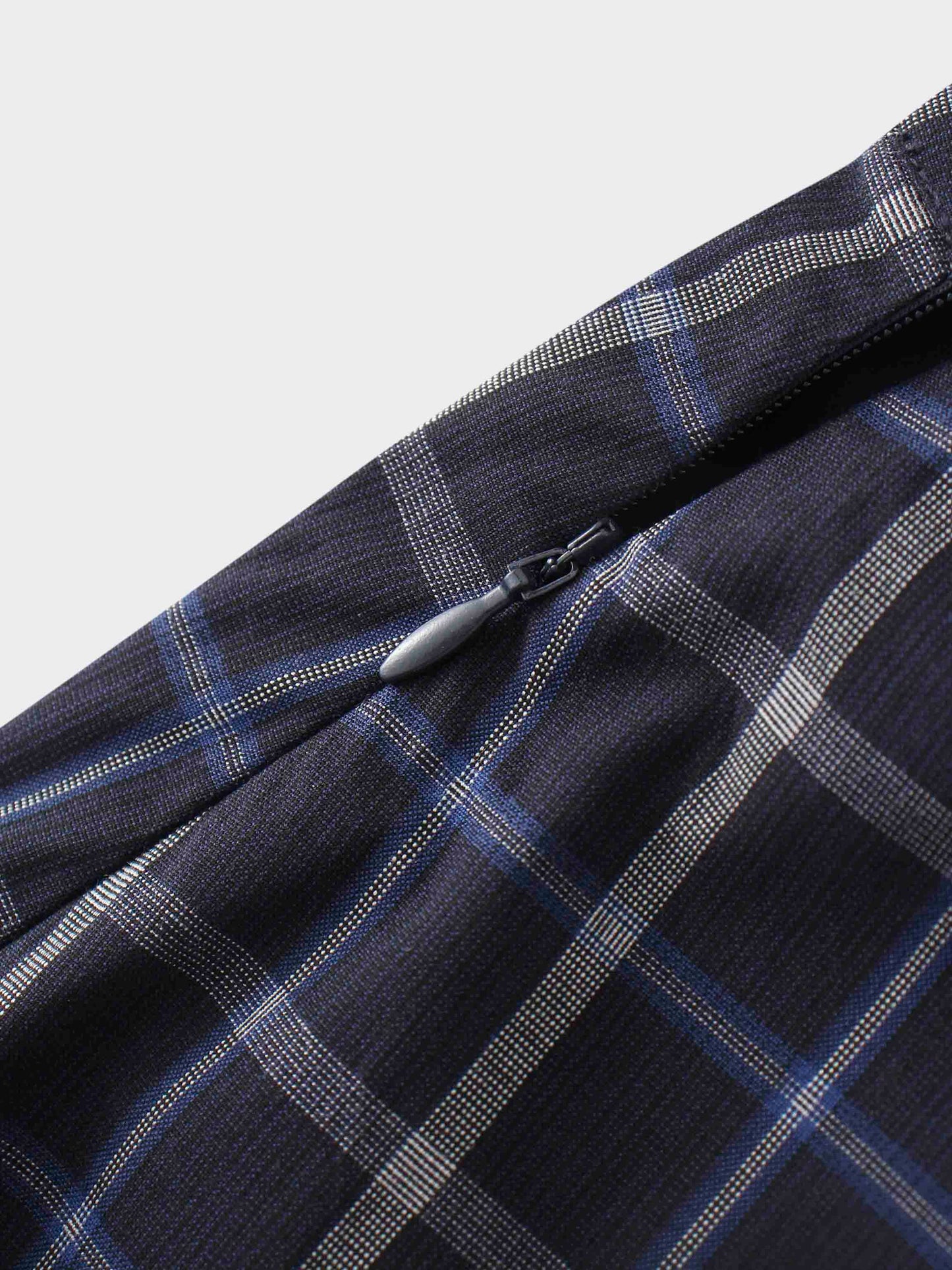 Gathered Overlay Skirt-Blue Plaid-4