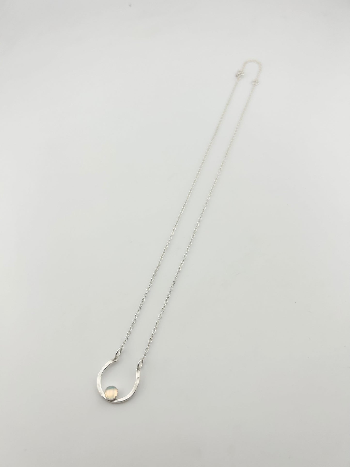 Lucky Horseshoe Charm Necklace - Rainbow Opal-1