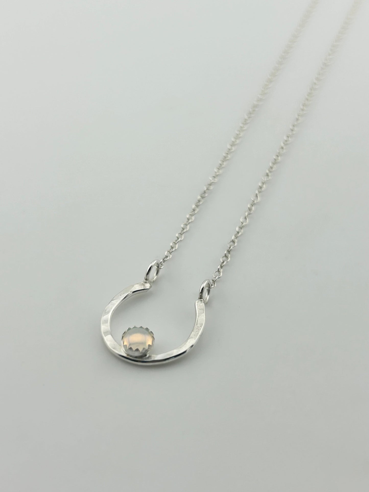 Lucky Horseshoe Charm Necklace - Rainbow Opal-2