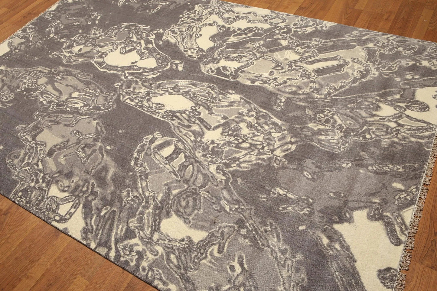 6' x 9' Hand knotted Oriental area rug 100% Wool Modern Gray-3
