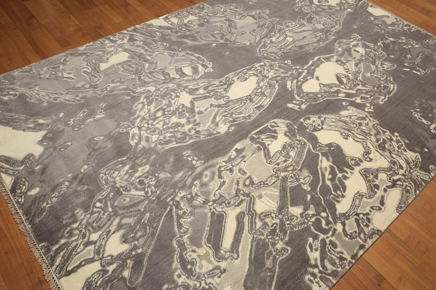 6' x 9' Hand knotted Oriental area rug 100% Wool Modern Gray-4
