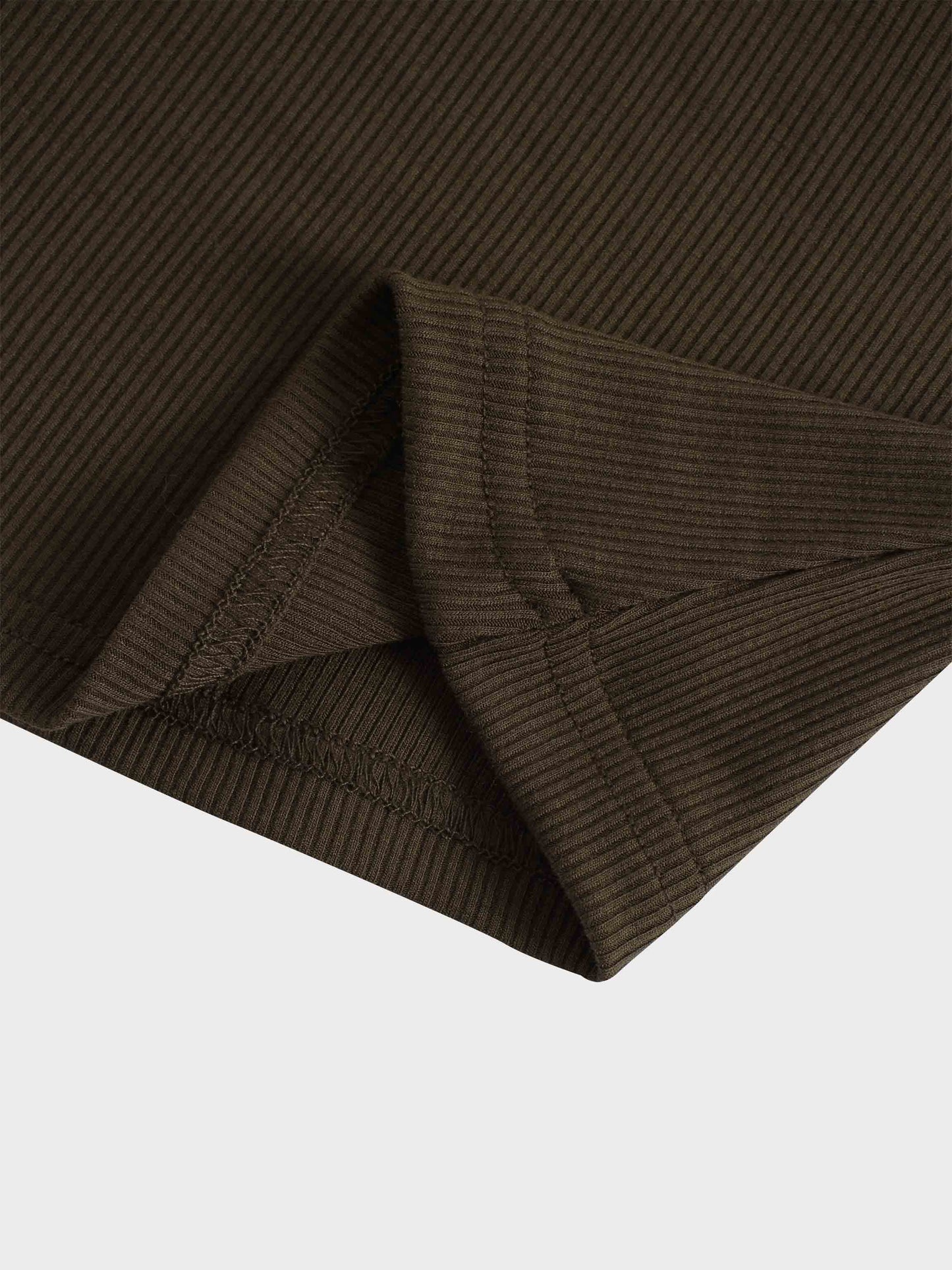 RIBBED HIGH V TEE LS-CHOCOLATE BROWN-4