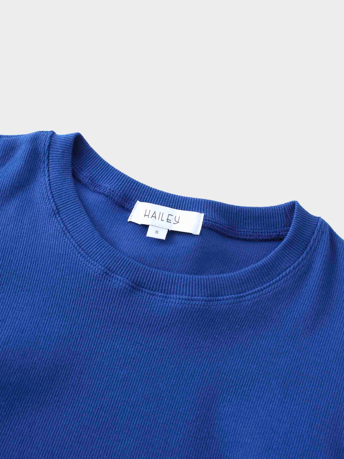 Ribbed Crew Neck Puff Sleeve Top-Royal Blue-3