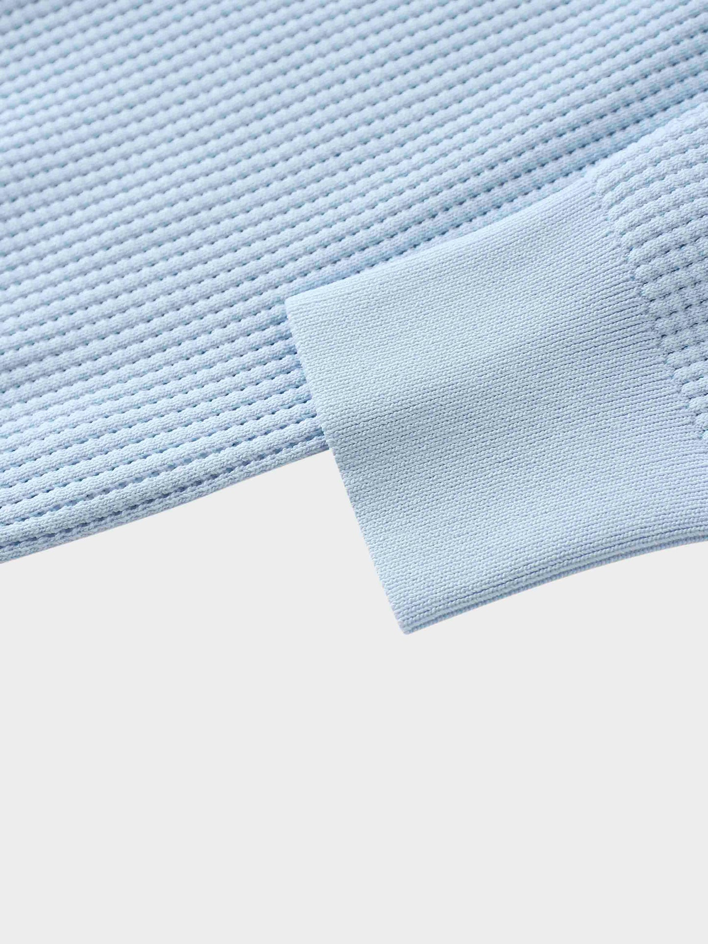 Waffle Collared Sweater-Light Blue-3