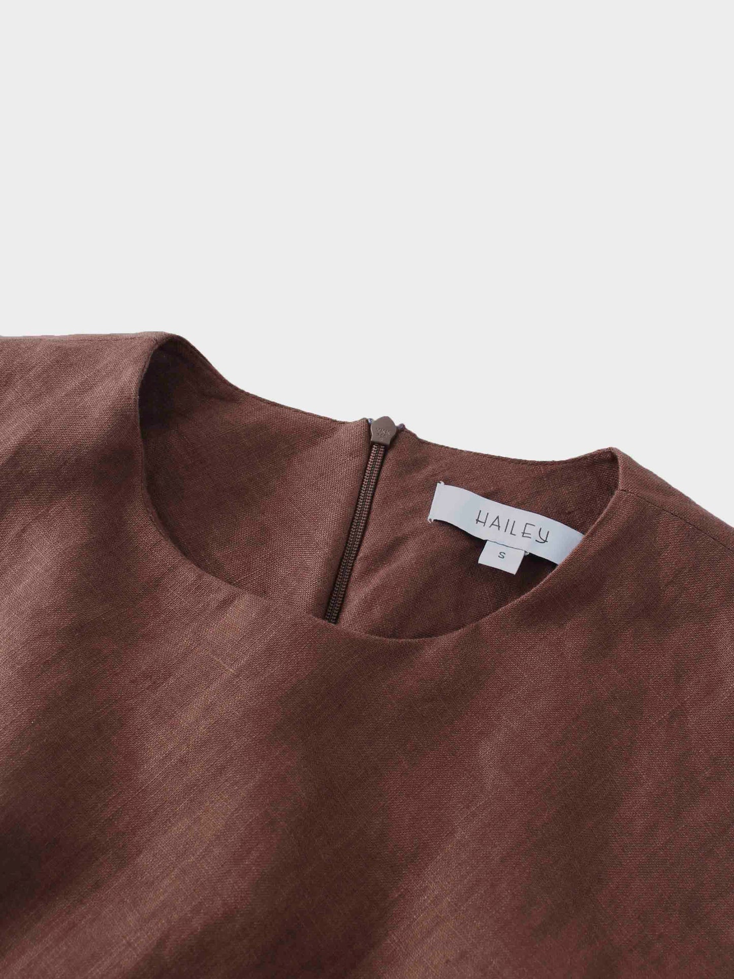 Linen A-Line Slip Dress-Brown-3