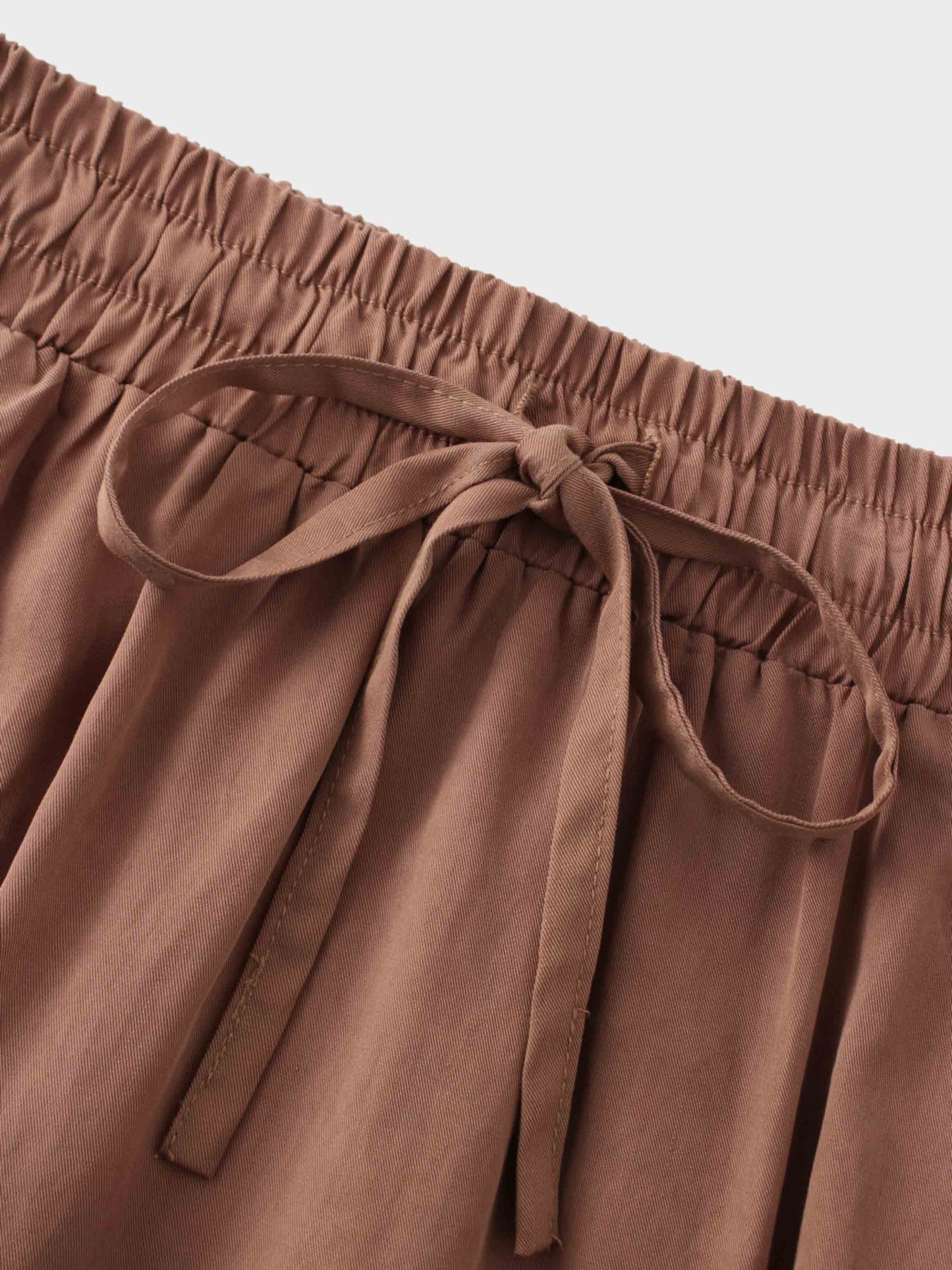 Drawstring Circle Skirt-Brown-4