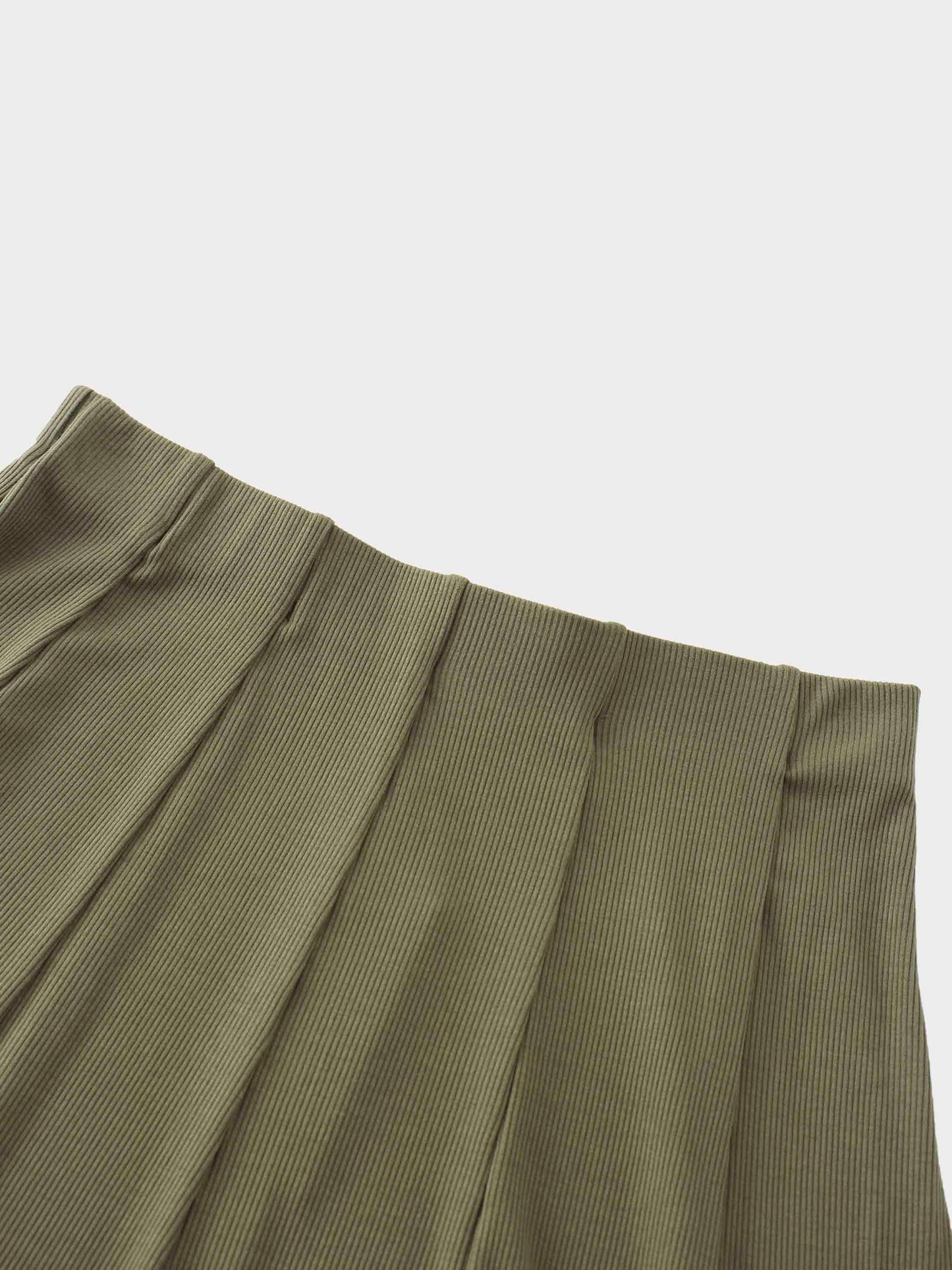 Panel Ribbed Skirt-Olive-3