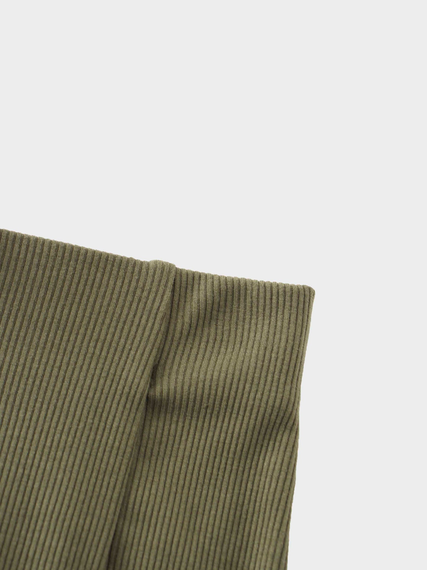 Panel Ribbed Skirt-Olive-4