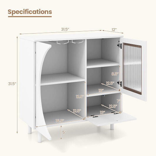 Kitchen Sideboard with Glasses Holder for Living Room Dining Room-White-3