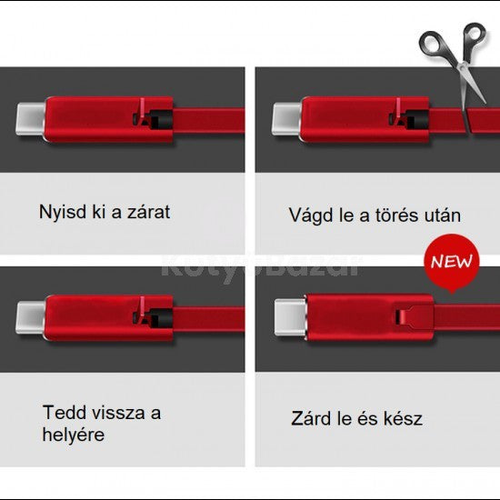 Elnyűhetetlen telefontöltő kábel, 1 m hosszú-2