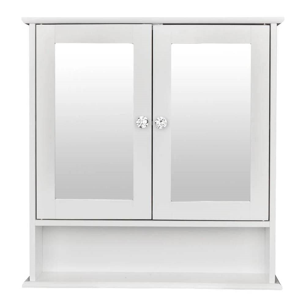 2-Door Wall Mounted Bathroom Medicine Cabinet with Mirror in White-2