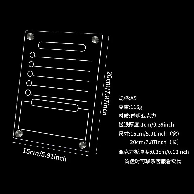 Acrylic Writable Dry Erase Weekly Meal Planner Board