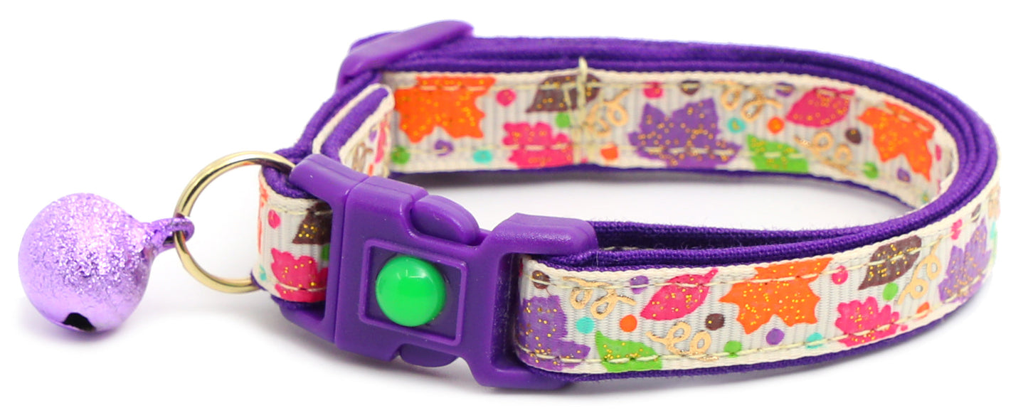 Fancy Fall Leaves Breakaway Cat Collar-7