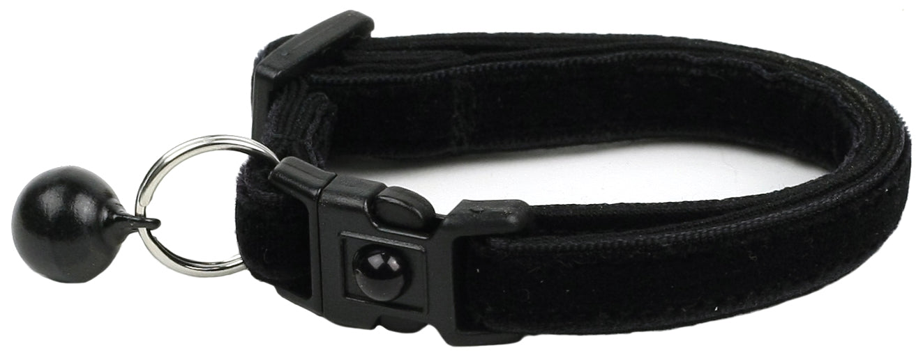 Soft Black Velvet Cat Collar-4