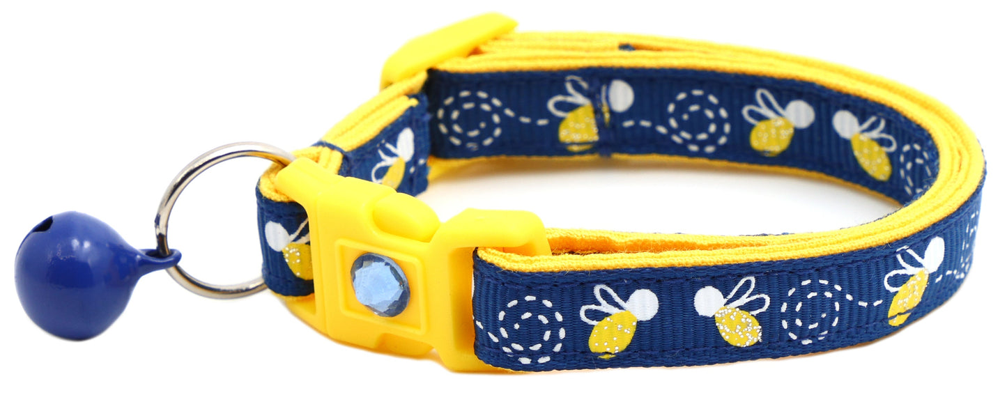 Fire Flies on Navy Cat Collar-5