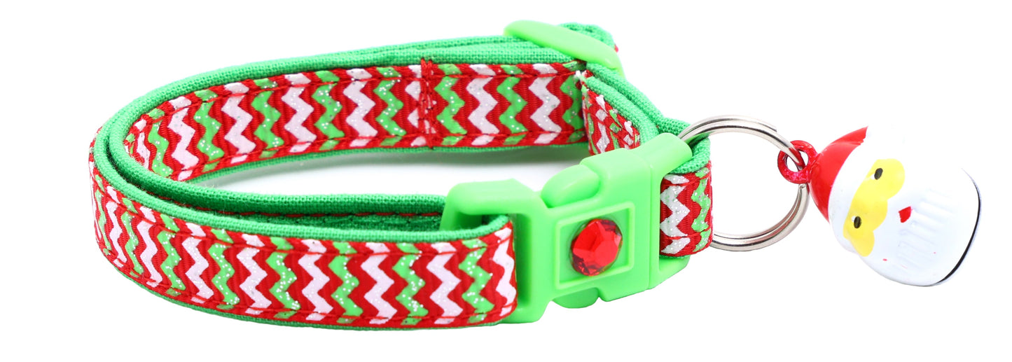 Christmas Chevron Breakaway Cat Collar-5