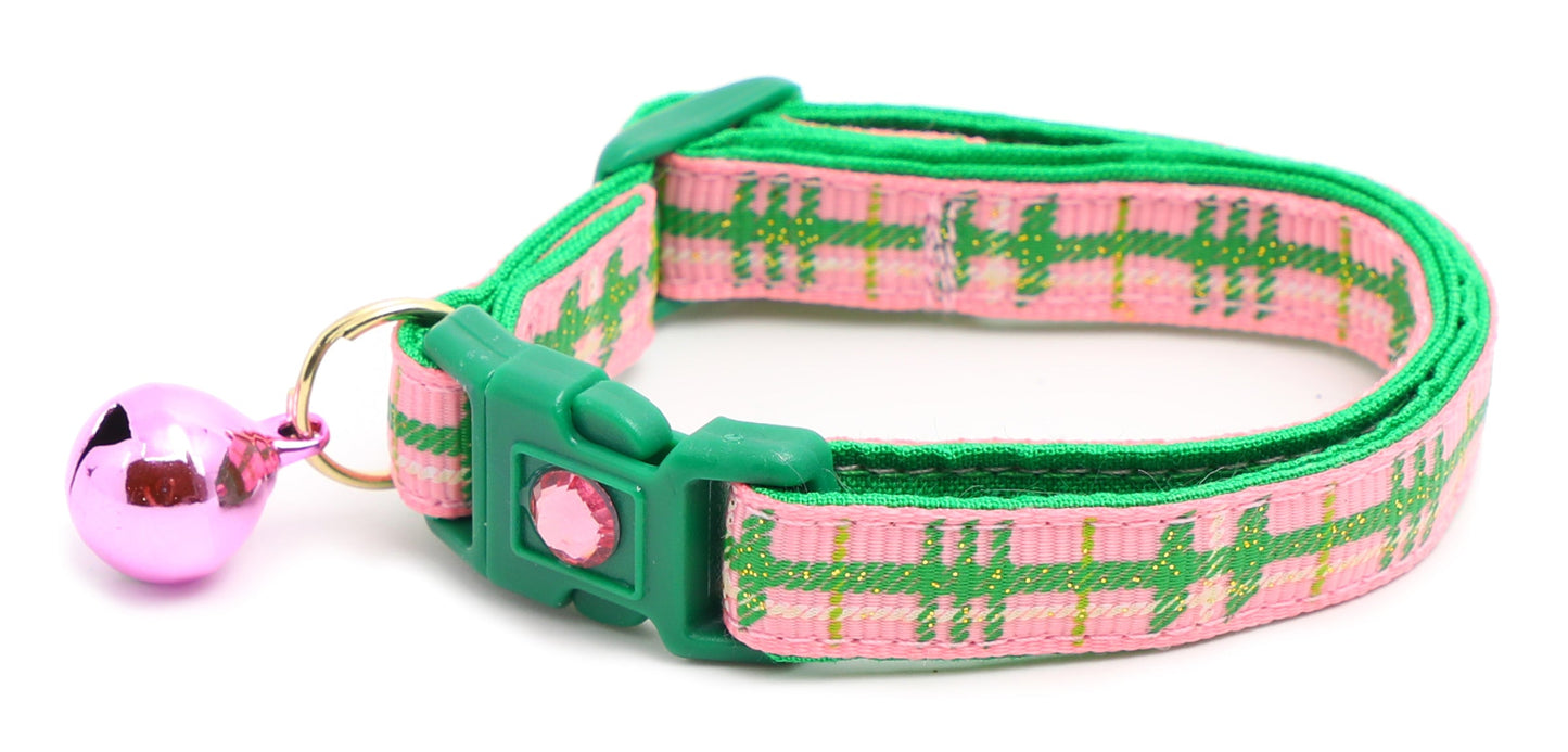 Green Tartan Breakaway Cat Collar-7