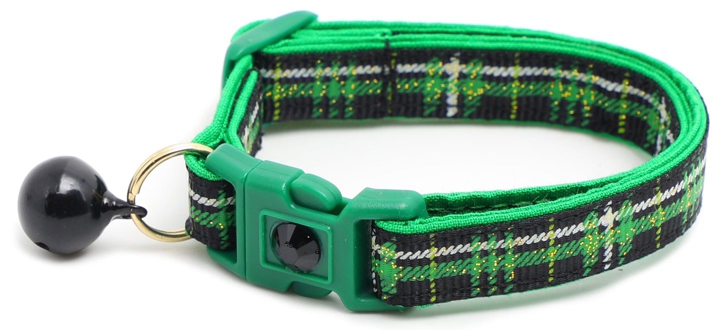 Green Tartan Breakaway Cat Collar-4