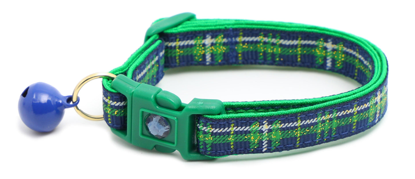 Green Tartan Breakaway Cat Collar-6