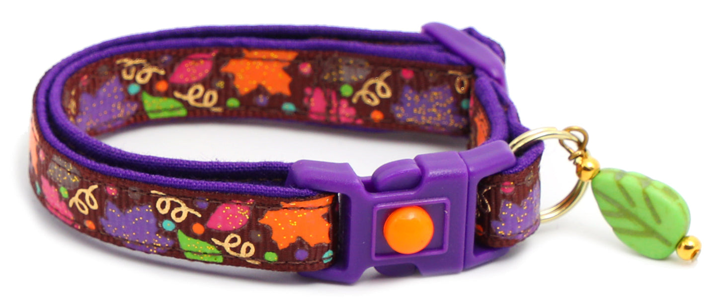 Fancy Fall Leaves Breakaway Cat Collar-11