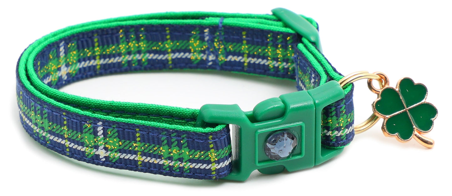 Green Tartan Breakaway Cat Collar-12