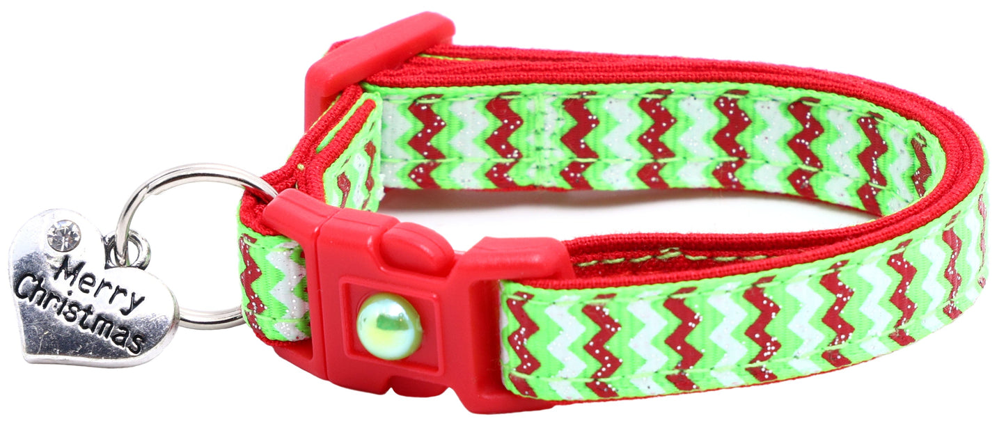 Christmas Chevron Breakaway Cat Collar-11