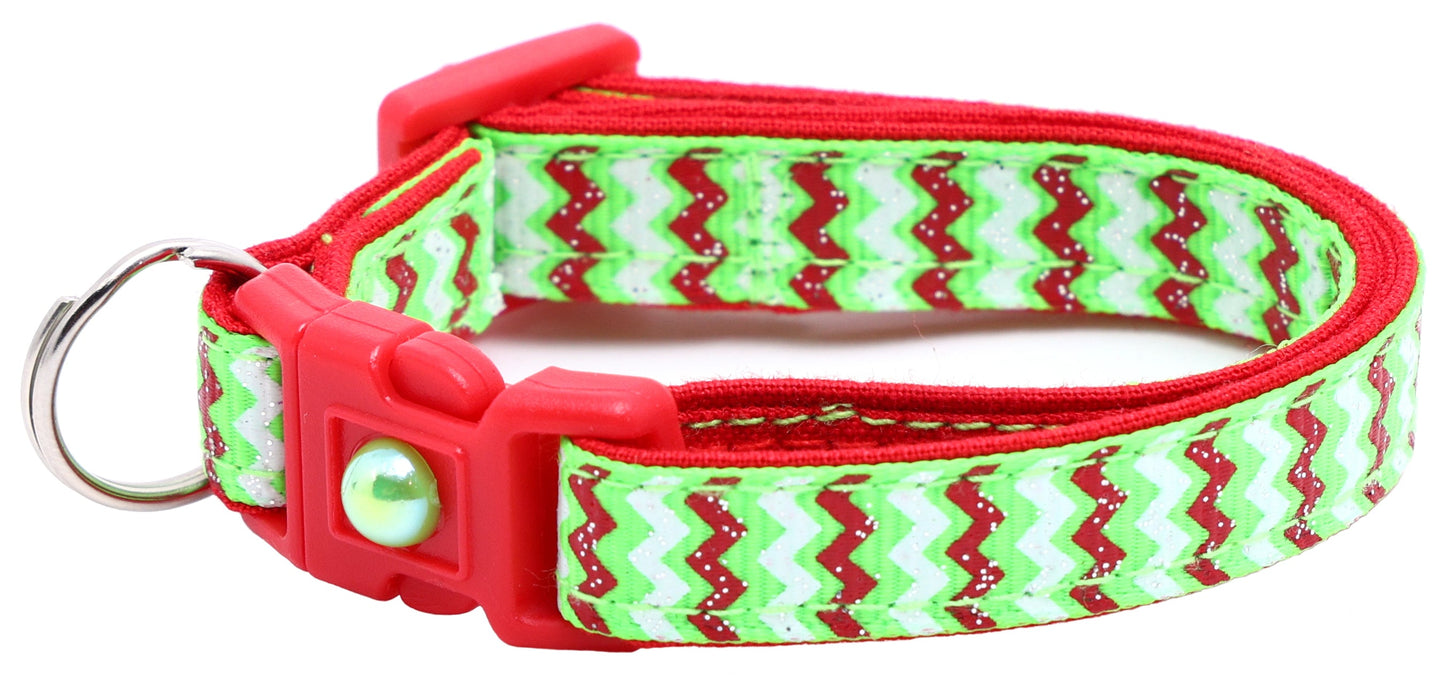 Christmas Chevron Breakaway Cat Collar-15