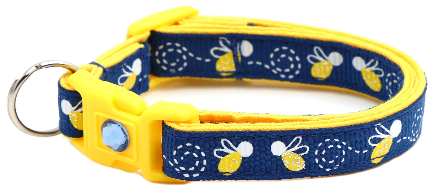 Fire Flies on Navy Cat Collar-7