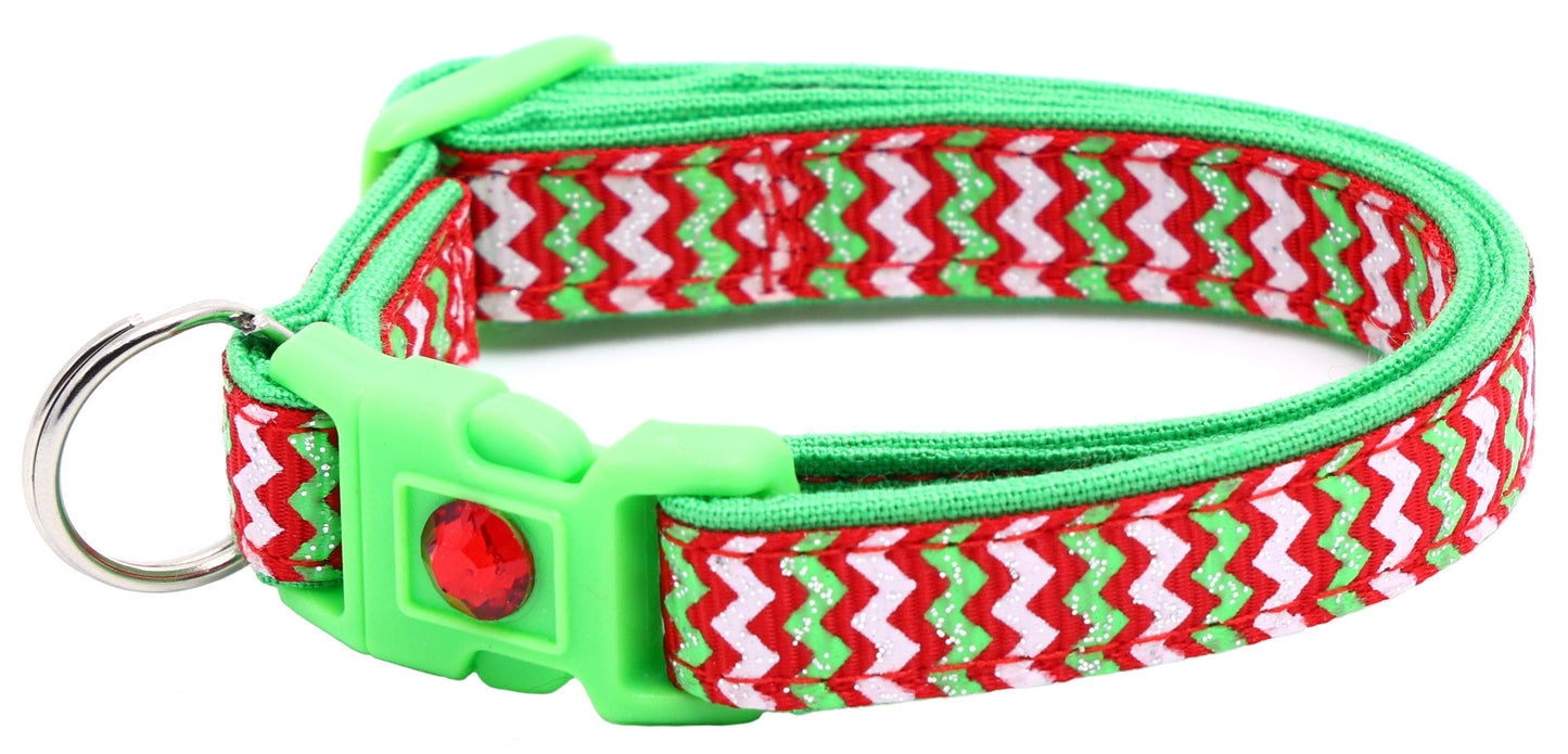 Christmas Chevron Breakaway Cat Collar-8