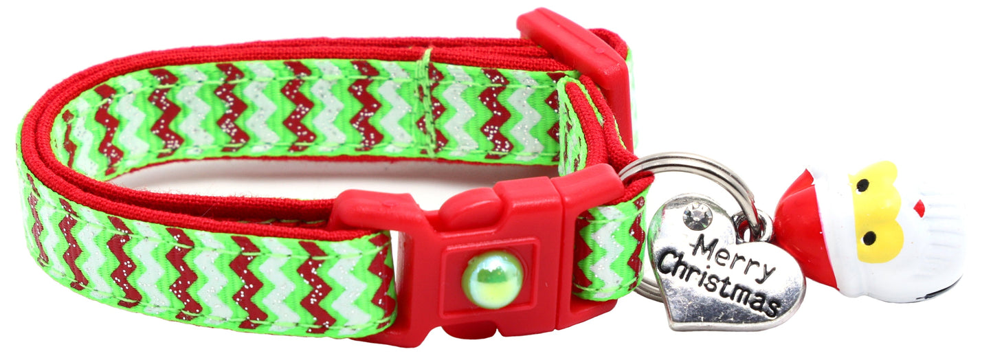 Christmas Chevron Breakaway Cat Collar-13