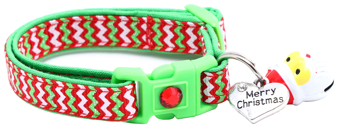 Christmas Chevron Breakaway Cat Collar-7