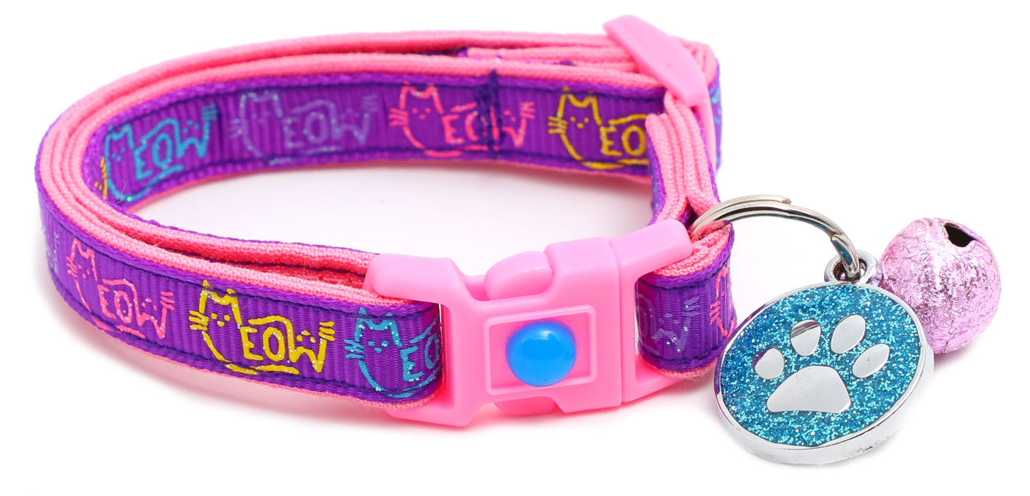Colorful Meow Breakaway Cat Collar-34