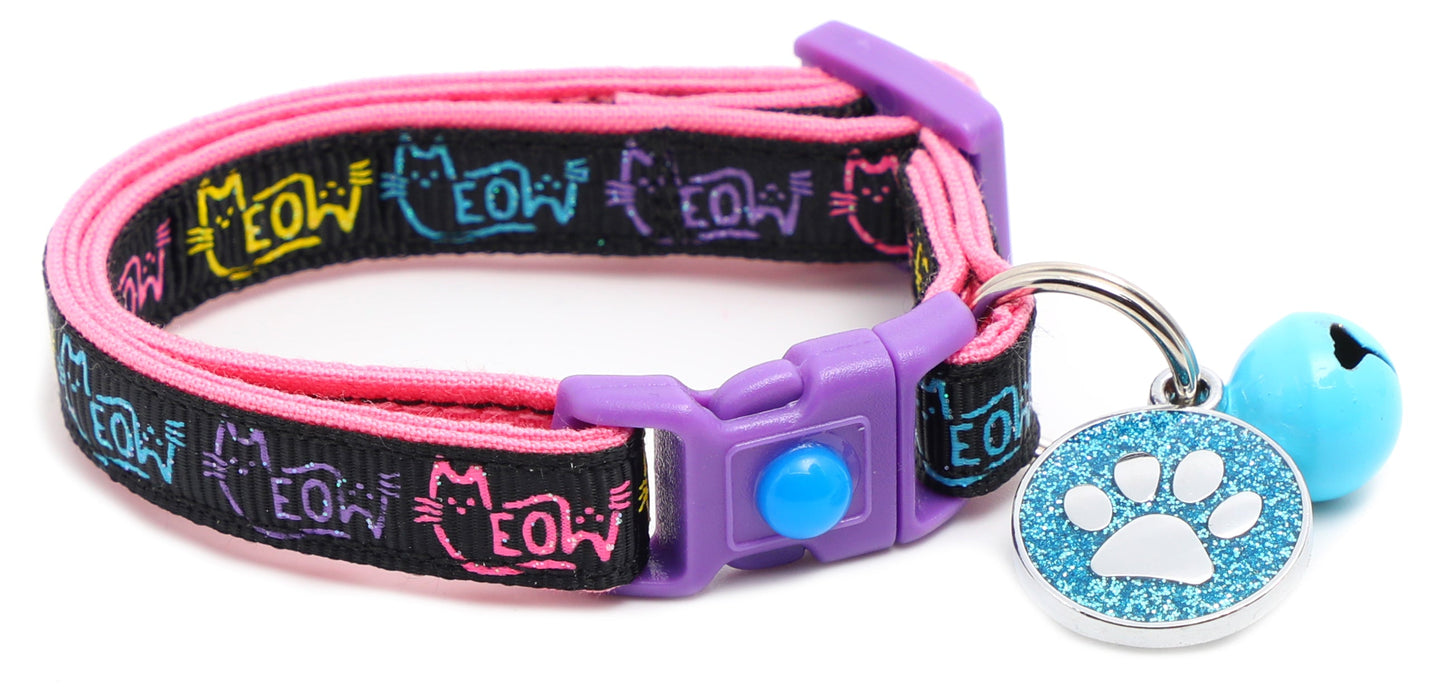 Colorful Meow Breakaway Cat Collar-33