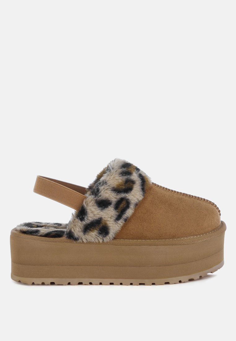 Kutchu Leopard Faux Fur Platform Classic Slingback-5