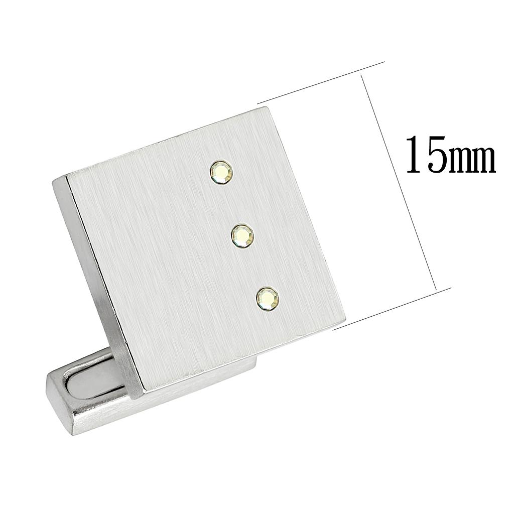 LO1381 - Rhodium Brass Cufflink with Top Grade Crystal  in Aurora Borealis (Rainbow Effect)-1