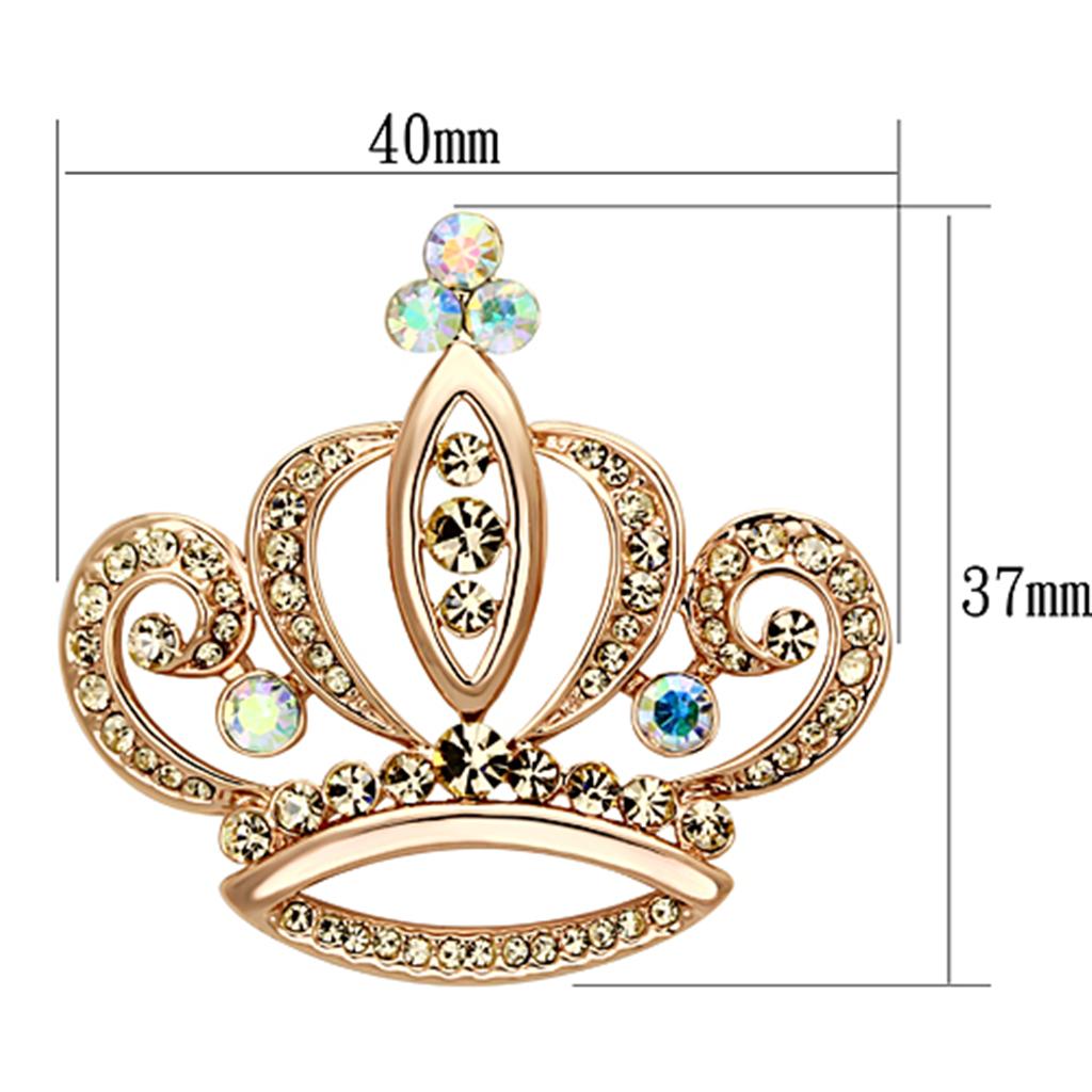 LO2871 - Flash Rose Gold White Metal Brooches with Top Grade Crystal  in Multi Color-1