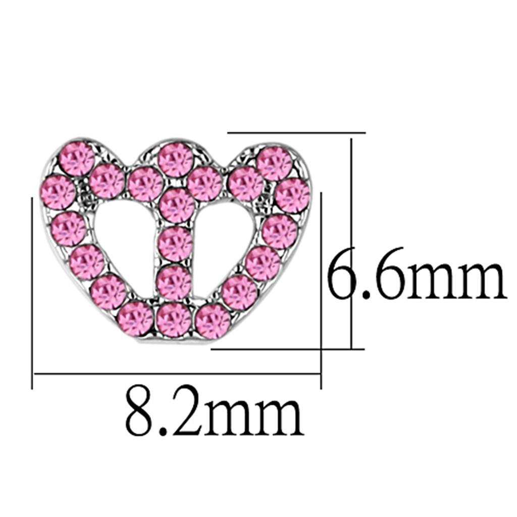 LO3231 - Rhodium Brass Earrings with Top Grade Crystal  in Rose-1