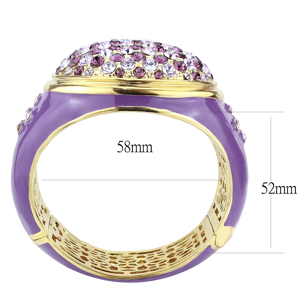 LO4353 - Gold Brass Bangle with Top Grade Crystal  in Multi Color-2