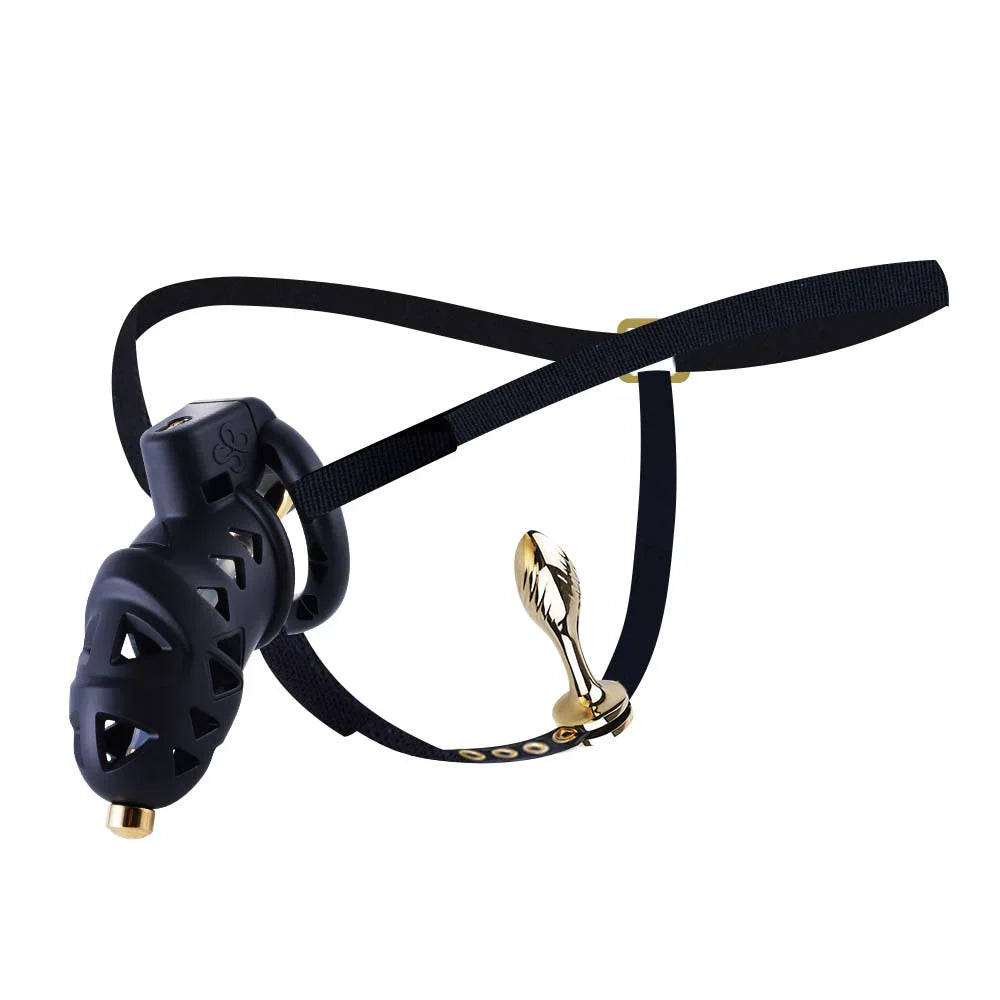 LOCKINK Sevanda Rattlesnake Plastic Male Chastity Cage With Anal Plug-0