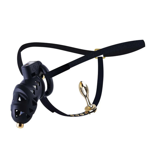 LOCKINK Sevanda Rattlesnake Plastic Male Chastity Cage With Anal Plug-0