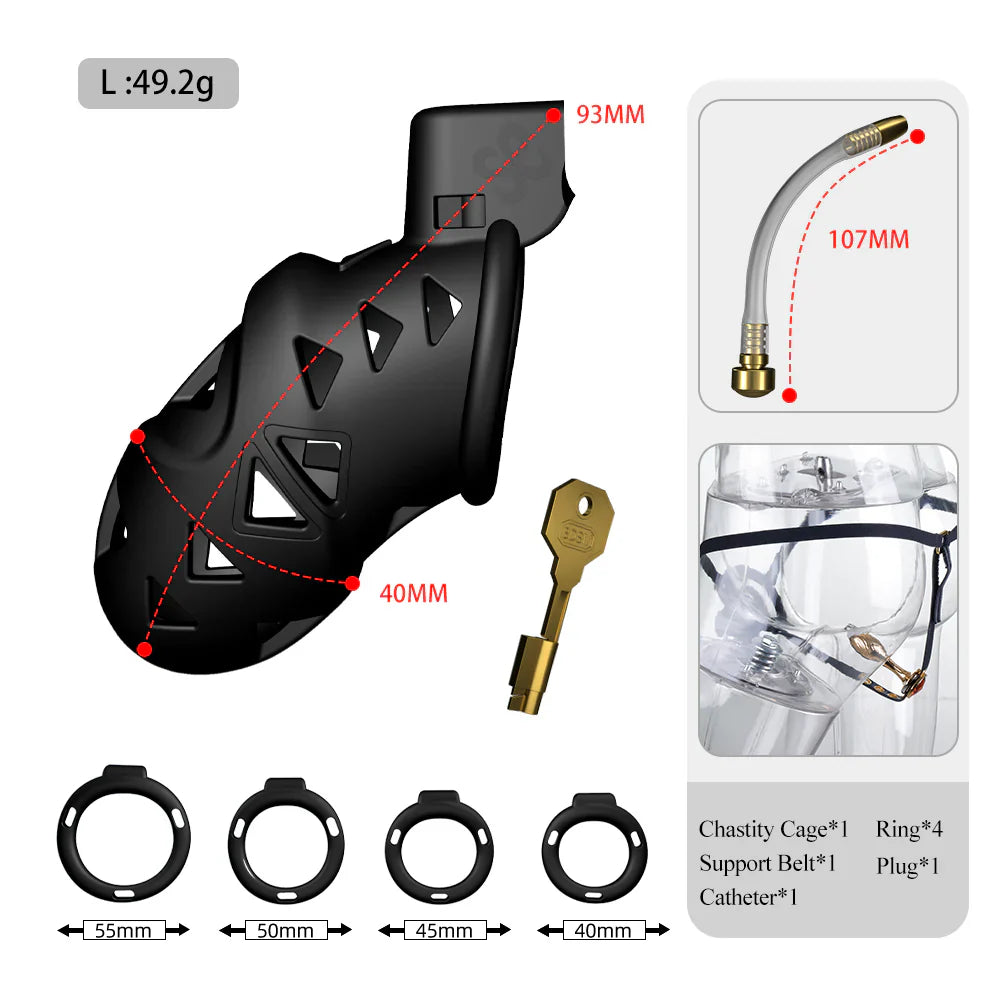 LOCKINK Sevanda Rattlesnake Plastic Male Chastity Cage With Anal Plug-7