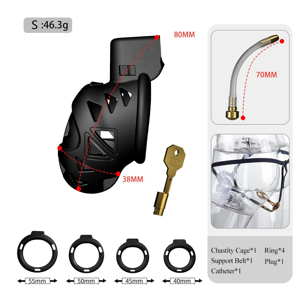 LOCKINK Sevanda Rattlesnake Plastic Male Chastity Cage With Anal Plug-6
