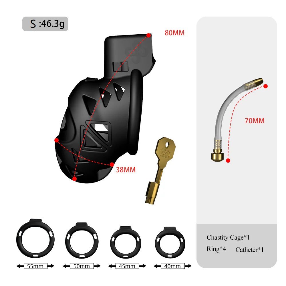 LOCKINK Sevanda Rattlesnake Plastic Male Chastity Cage With Anal Plug-5
